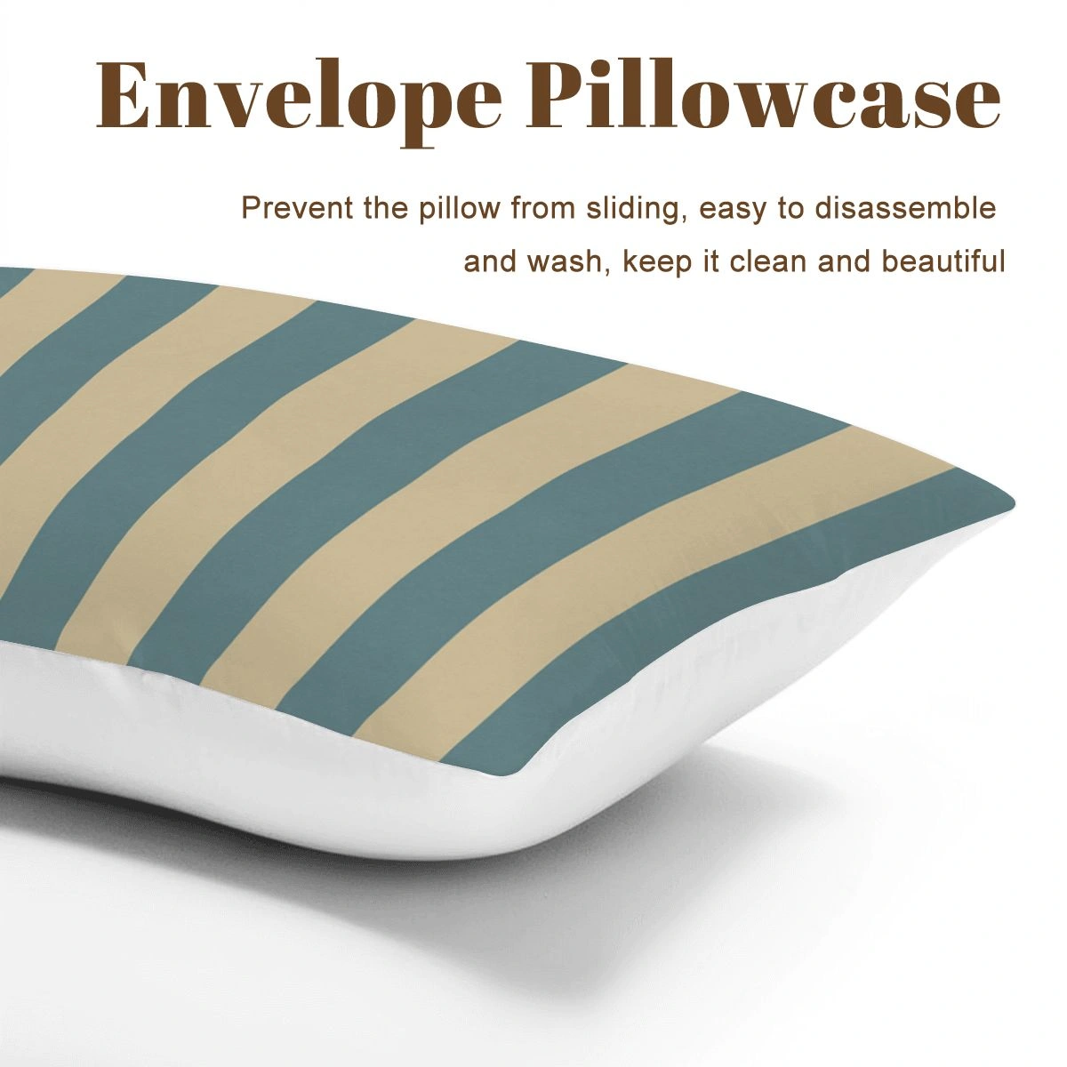 Envelope Pillowcase Feature Envelope style striped pillowcase