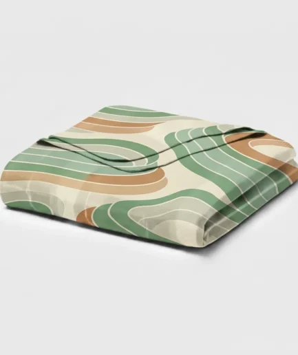 Retro Wavy Lines Flannel Throw Blanket