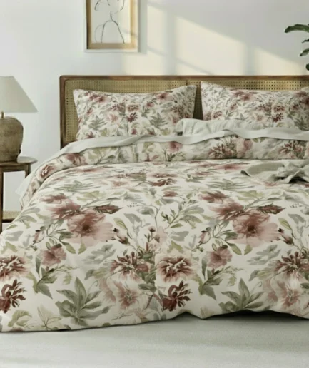 Floral Elegance King Duvet Cover Set – Soft Breathable Polyester Bedding