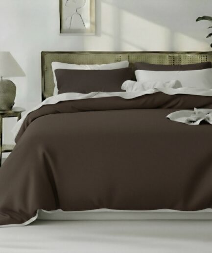 Dark Redwood Queen Duvet Cover Set – Soft Polyester Bedding with 2 Pillowcases