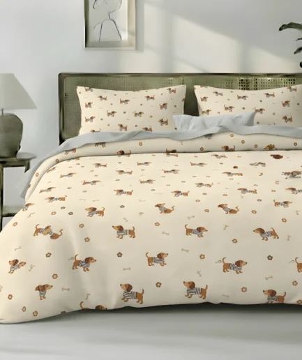 Playful Puppy Meadow Twin Duvet Cover Set (Kids)