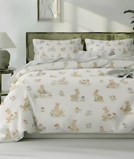 Cozy Bunny Garden Twin Duvet Cover Set (Kids)