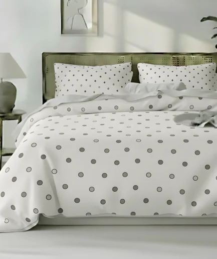 Minimalist Polka Dot Queen Duvet Cover Set – Modern Fade-Resistant Polyester Bedding