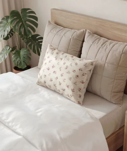 Floral Cotton Pillow Sham — Vintage Rose Scatter Pattern